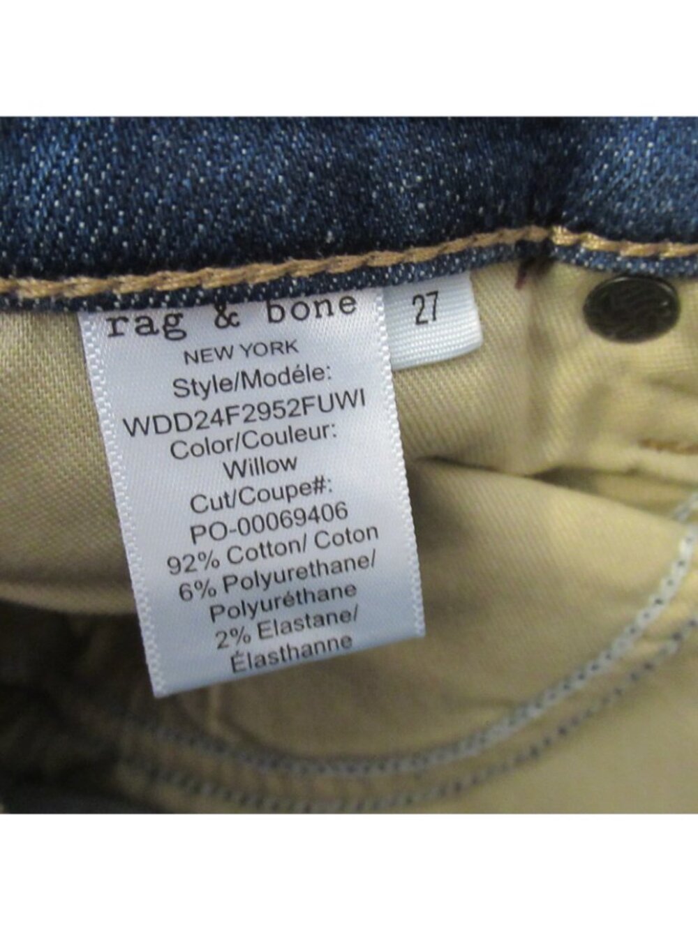 New Rag & Bone Jeans 27 The Sofie High‎ Rise Ultra Wide Leg Raw Hem Willow - Picture 10 of 10